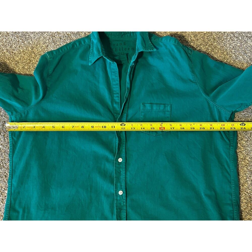 Frank & Eileen Eileen Green Solid Button-Up Shirt L Cotton Long Sleeve Pockets - Picture 11 of 12